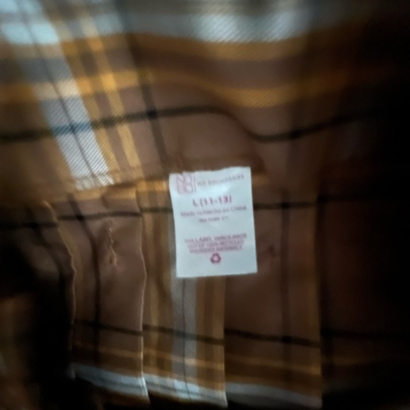 No Boundaries Pleaded Brown/Yellow Plaid Skirt. Size Large 11 to 13 Junior's - Picture 2 of 3